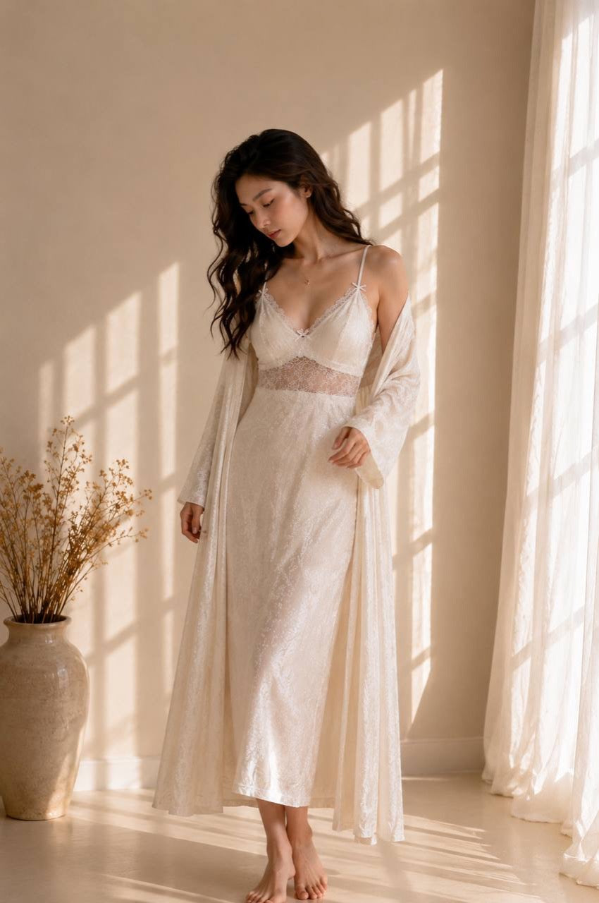 Celeste Nightgown Set - White