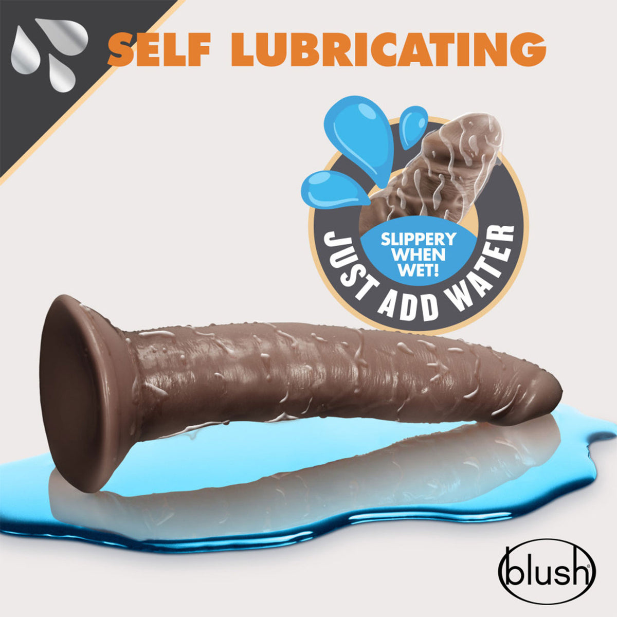 Dr. Skin - Glide 7.5-inch Realistic Cock Self Lubricating Suction Cup Harness Compatible Dildo Chocolate