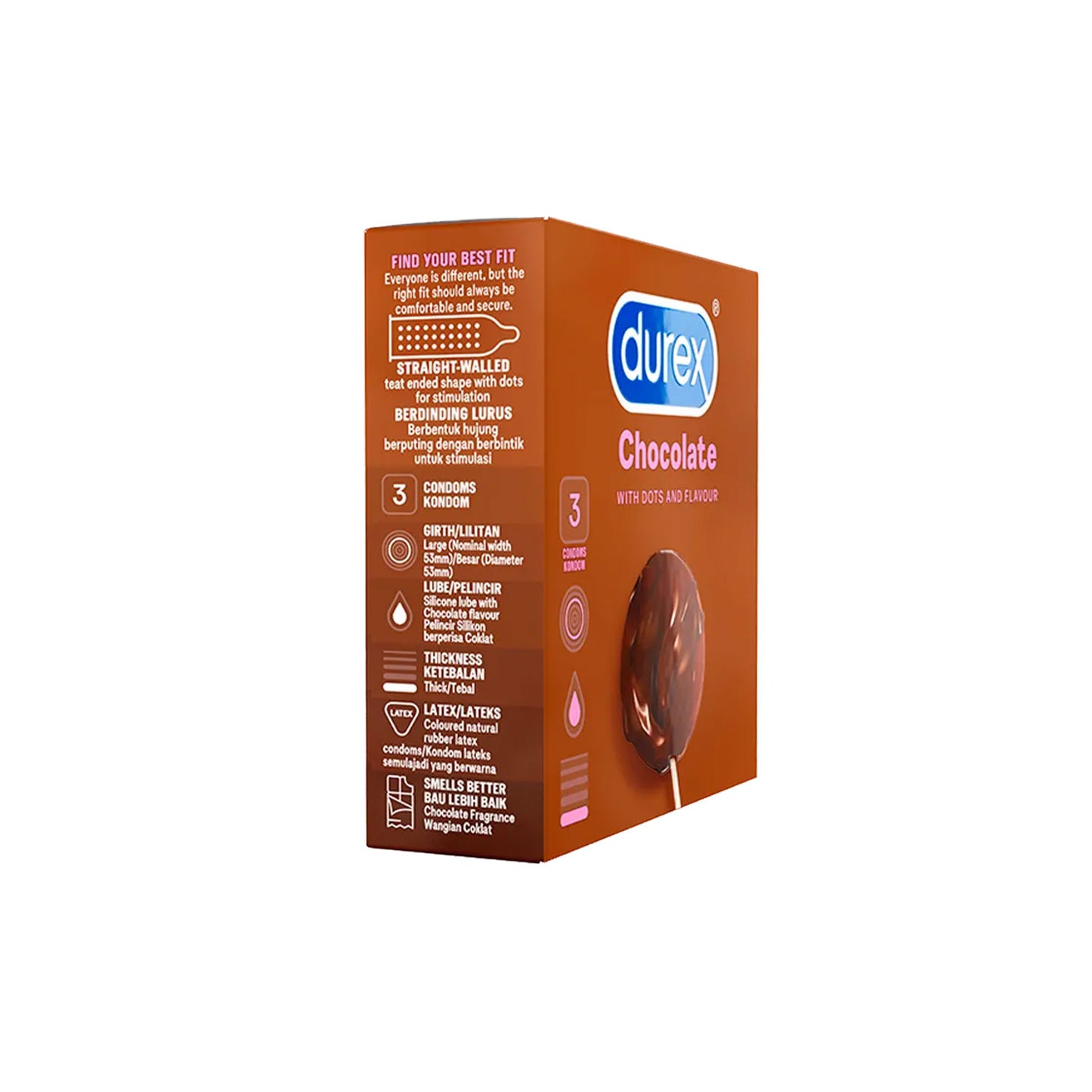 Durex - Chocolate with Dots and Flavour Condoms Box of 3