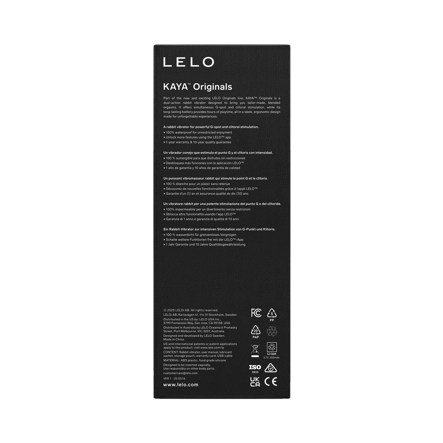 Lelo - KAYA Originals App-Controlled Rabbit Vibrator