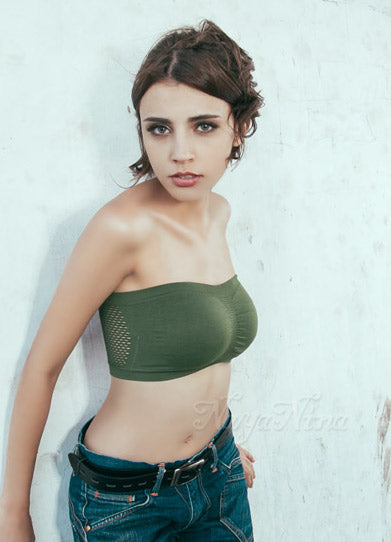 Naya Nina - Cool Back Netting String Strap Sports Bra - Kakis Green (L Size)