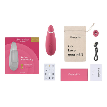 Womanizer - Premium 2 Silicone Rechargeable Clitoral Stimulator Raspberry