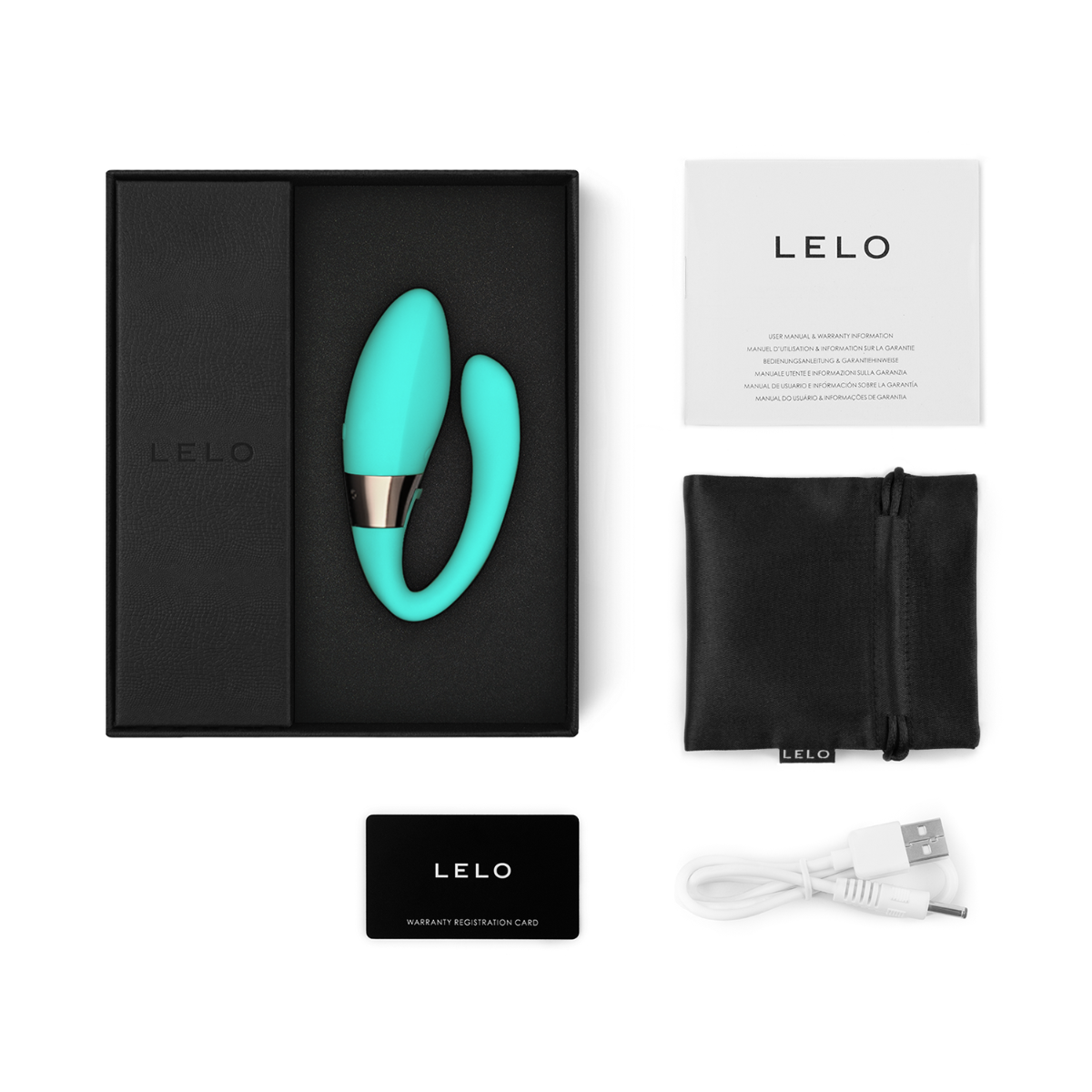 Lelo - Tiani Harmony Dual Action App Controlled Couple Vibrator (Aqua) (Free Massage Candle)