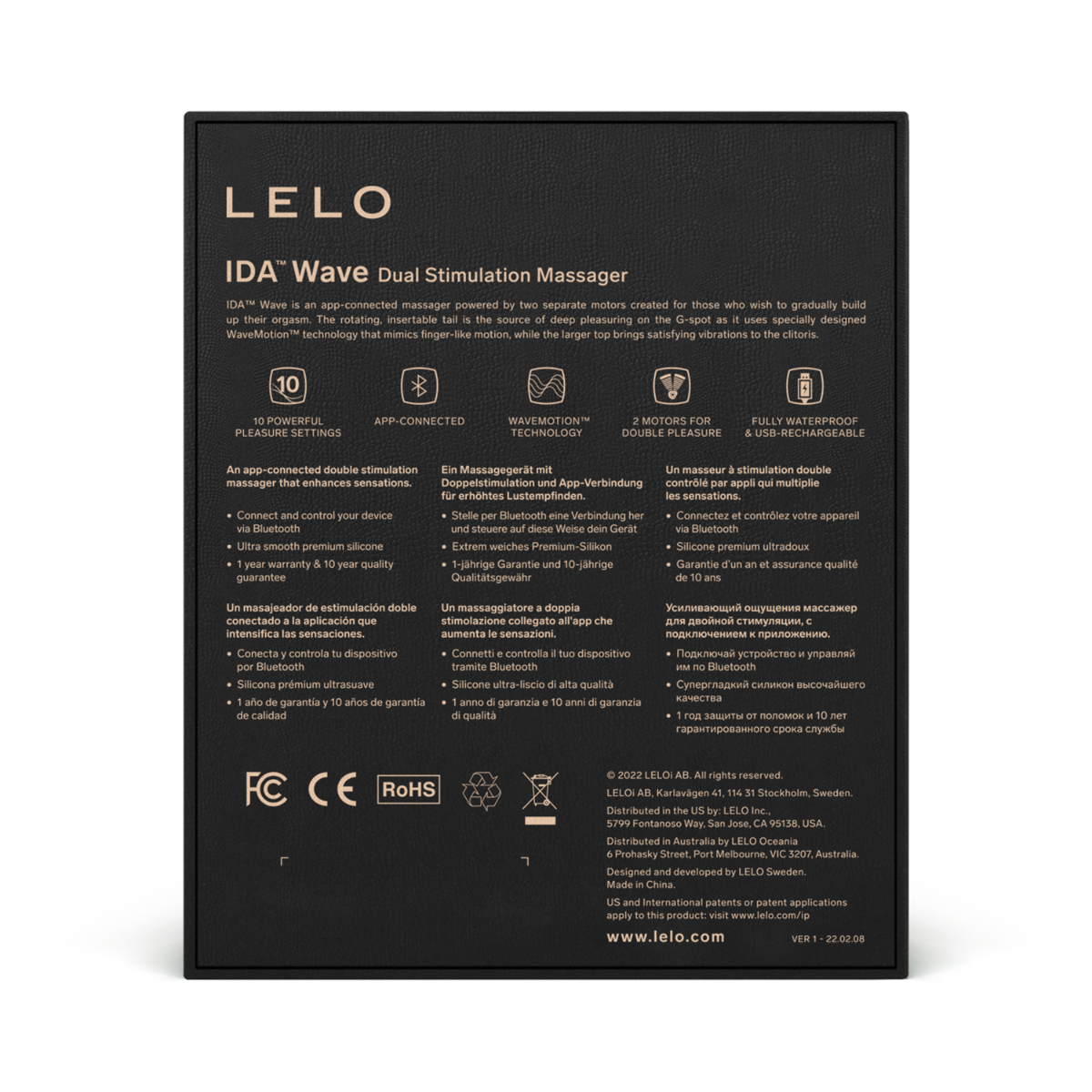 Lelo - Ida Wave App Controlled Dual Stimulation Massager (Black)