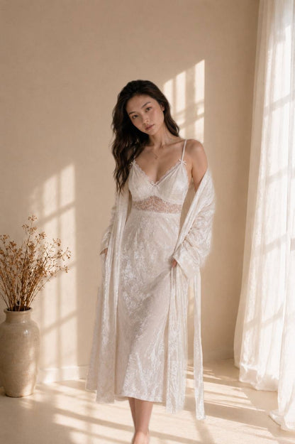 Celeste Nightgown Set - White