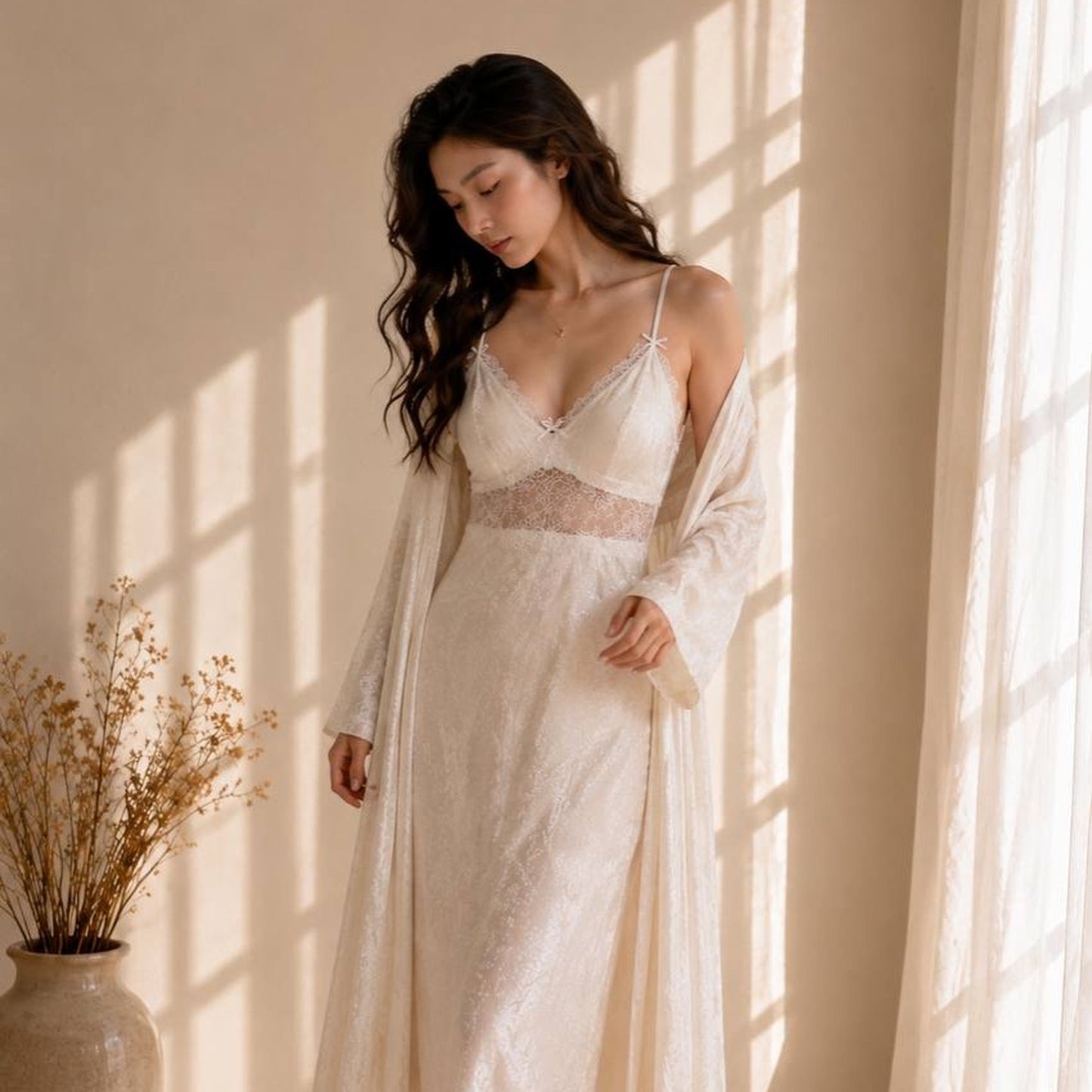 Celeste Nightgown Set - White