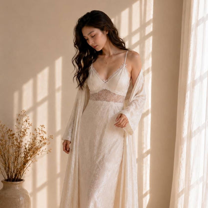 Celeste Nightgown Set - White