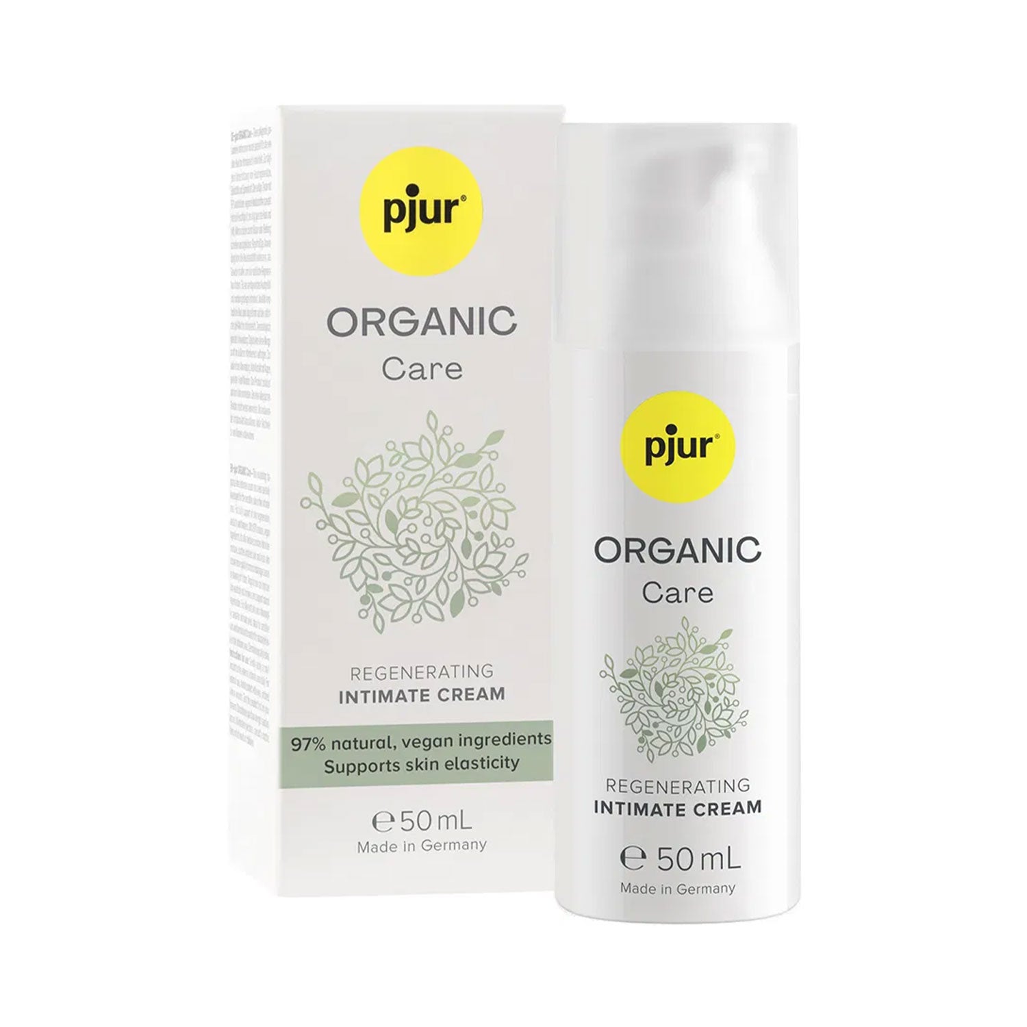 Pjur Organic Care regenerating intimate cream packaging on a white background