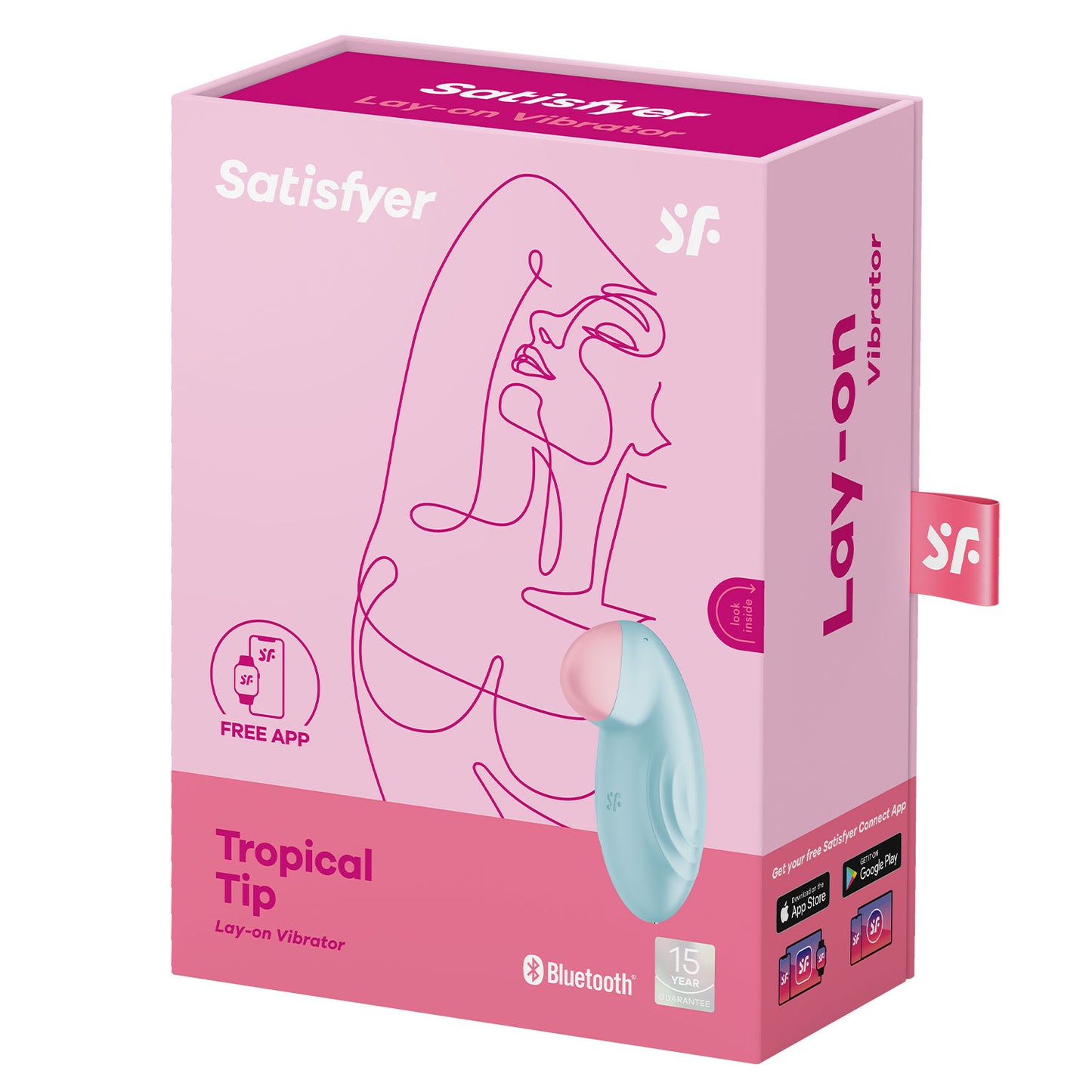 Satisfyer - Tropical Tip App-Controlled Clitoral Vibrator Light Blue