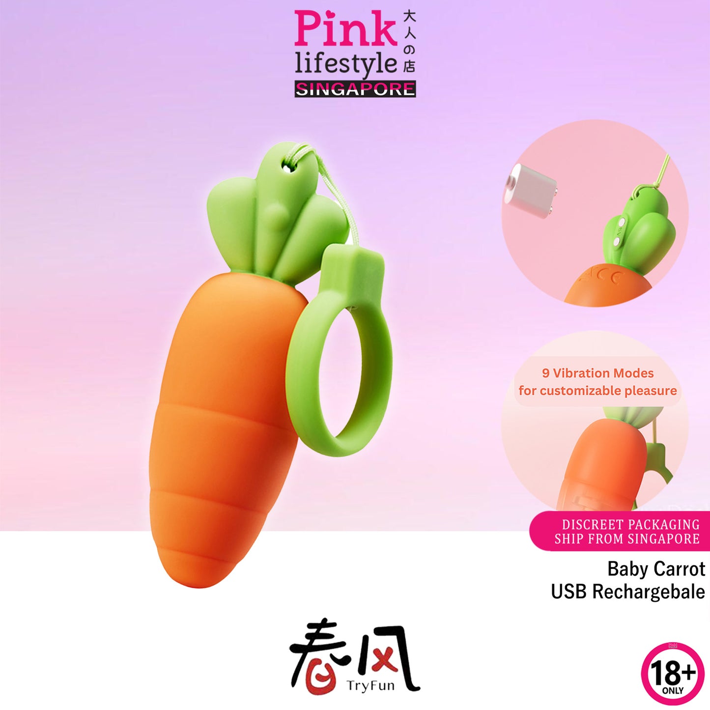 TryFun - Playful Carrot Vibrating Egg Massager