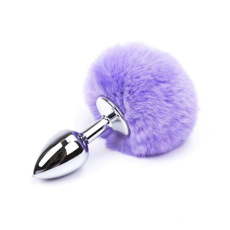 The Horny Company - Black Dragon Aluminium Bunny Tail Metal Butt Plug Purple Small