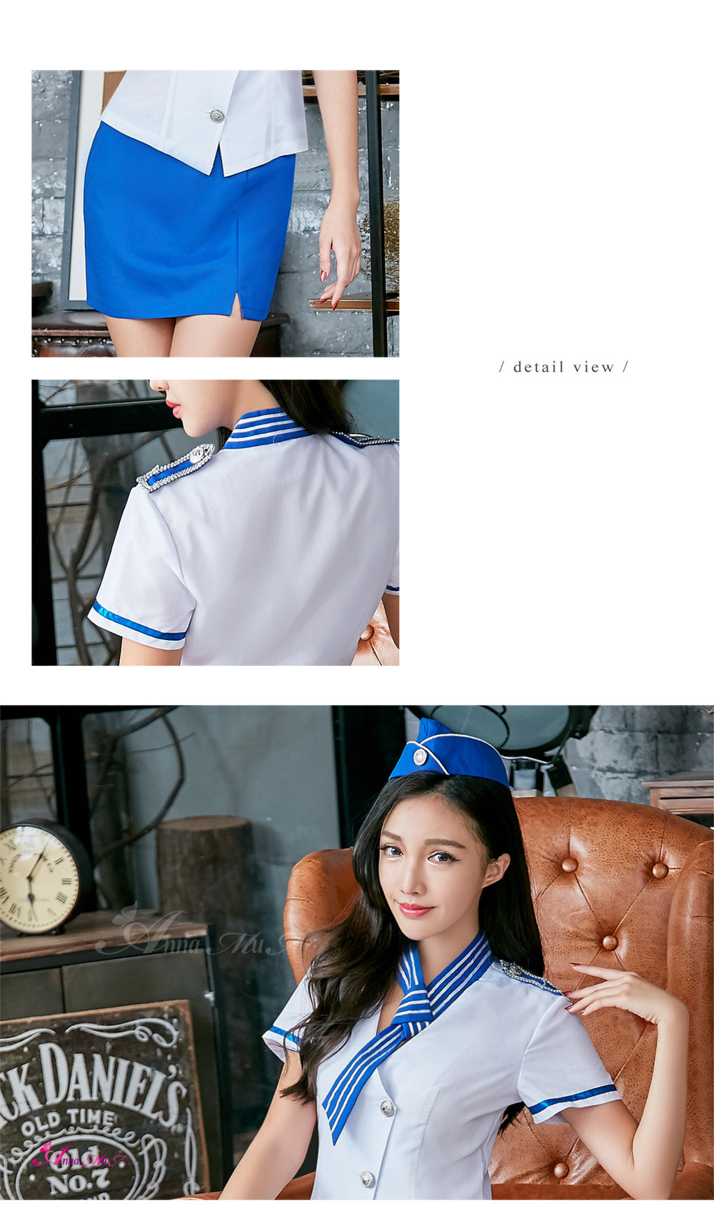 Anna Mu - Private Jet Stewardess Cosplay White