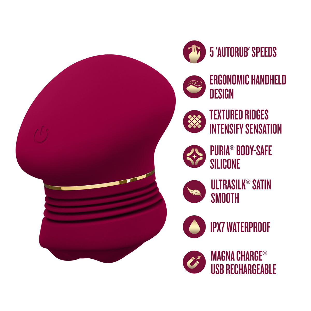 Blush - Riana Silicone Clitoral Stimulator AutoRub Technology Mulberry Wine