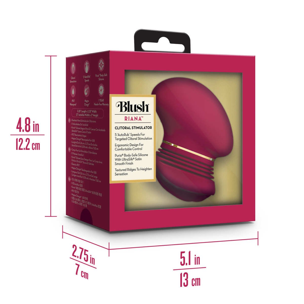 Blush - Riana Silicone Clitoral Stimulator AutoRub Technology Mulberry Wine
