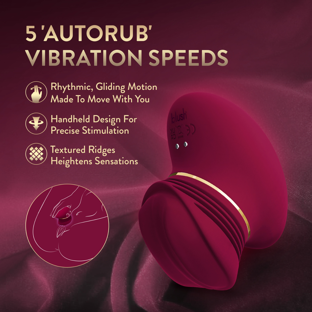 Blush - Riana Silicone Clitoral Stimulator AutoRub Technology Mulberry Wine