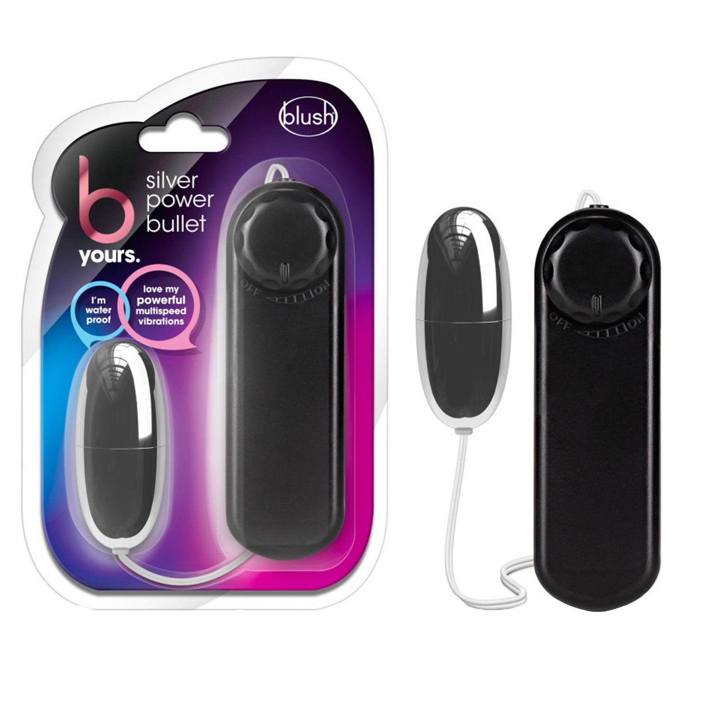 B Yours - Silver Power Bullet Vibrator with Controller