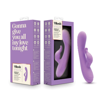 Blush - Evelyn 8 Inch Rechargeable Silicone Dual Rabbit Vibrator Purple