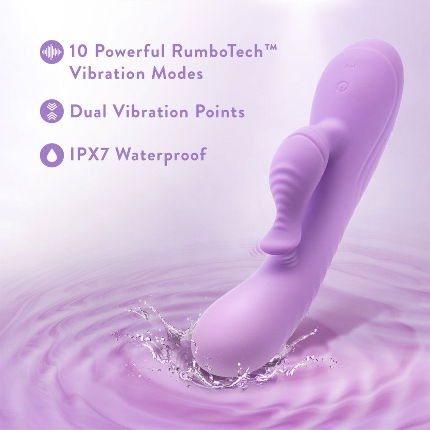 Blush - Evelyn 8 Inch Rechargeable Silicone Dual Rabbit Vibrator Purple