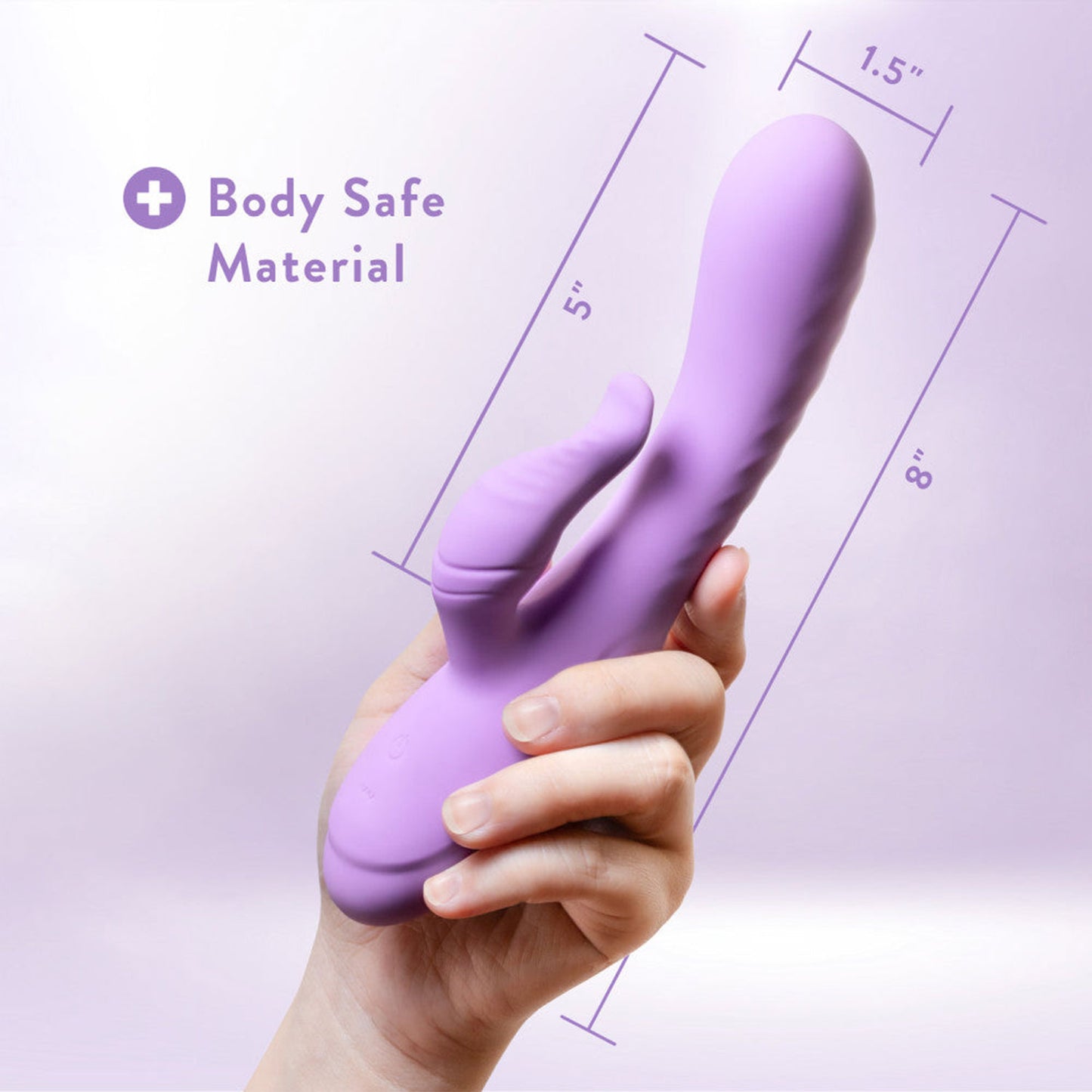 Blush - Evelyn 8 Inch Rechargeable Silicone Dual Rabbit Vibrator Purple