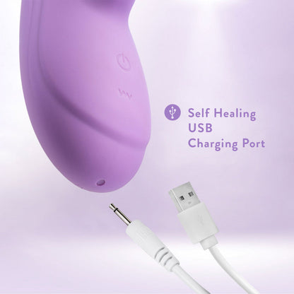 Blush - Evelyn 8 Inch Rechargeable Silicone Dual Rabbit Vibrator Purple