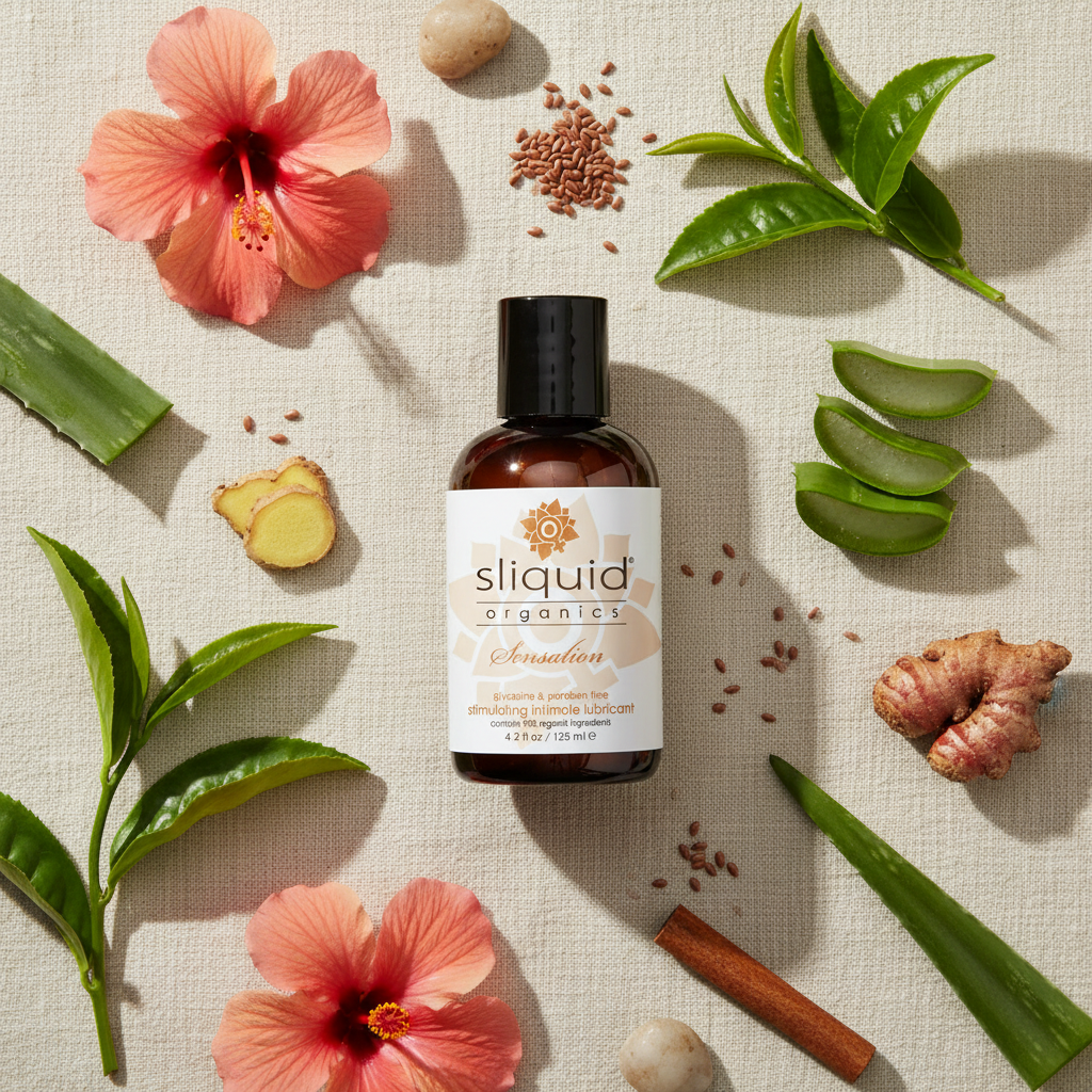 Botanical organic ingredients flatlay