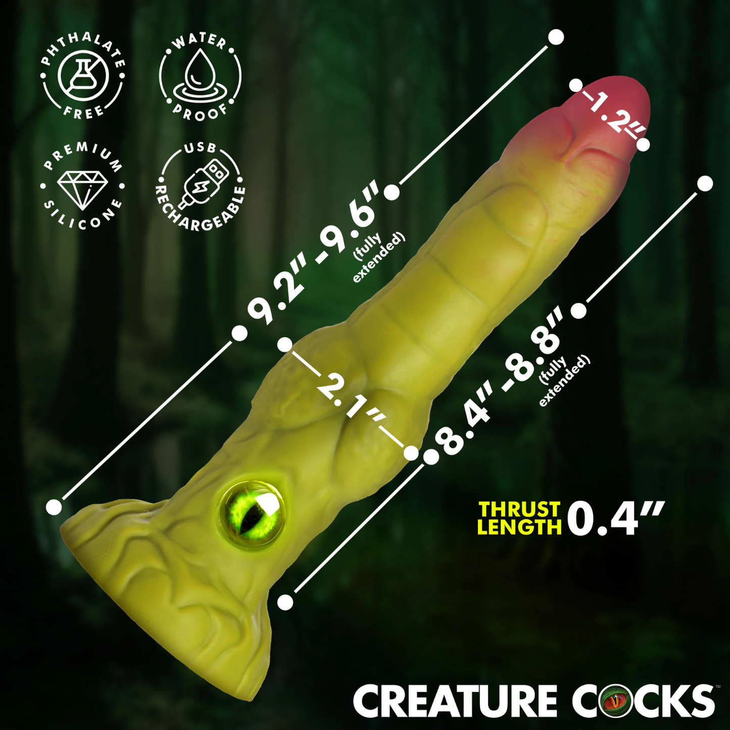 Creature Cocks - Eyegor 9-inch Thrusting and Vibrating Silicone Dildo