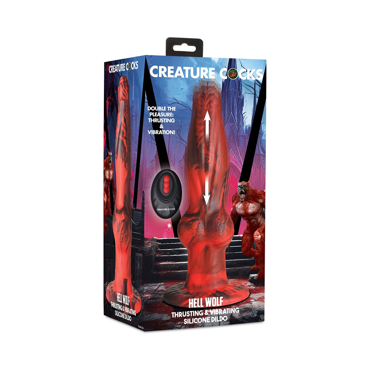 Creature Cocks - Hell-Wolf Thrusting and Vibrating 8.7-inch Rechargeable Silicone Dildo with Remote Control