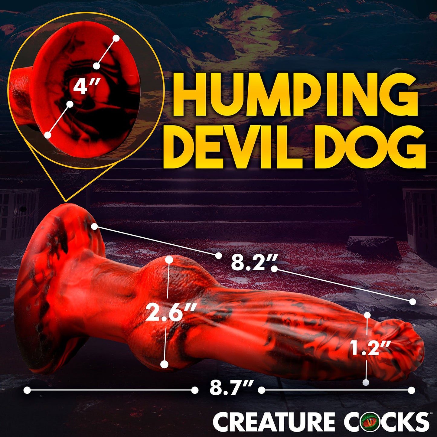 Creature Cocks - Hell-Wolf Thrusting and Vibrating 8.7-inch Rechargeable Silicone Dildo with Remote Control