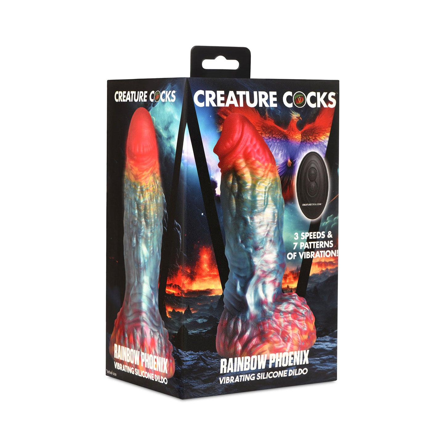Creature Cocks - Rainbow Phoenix 6.8-inches Vibrating Dildo with Remote