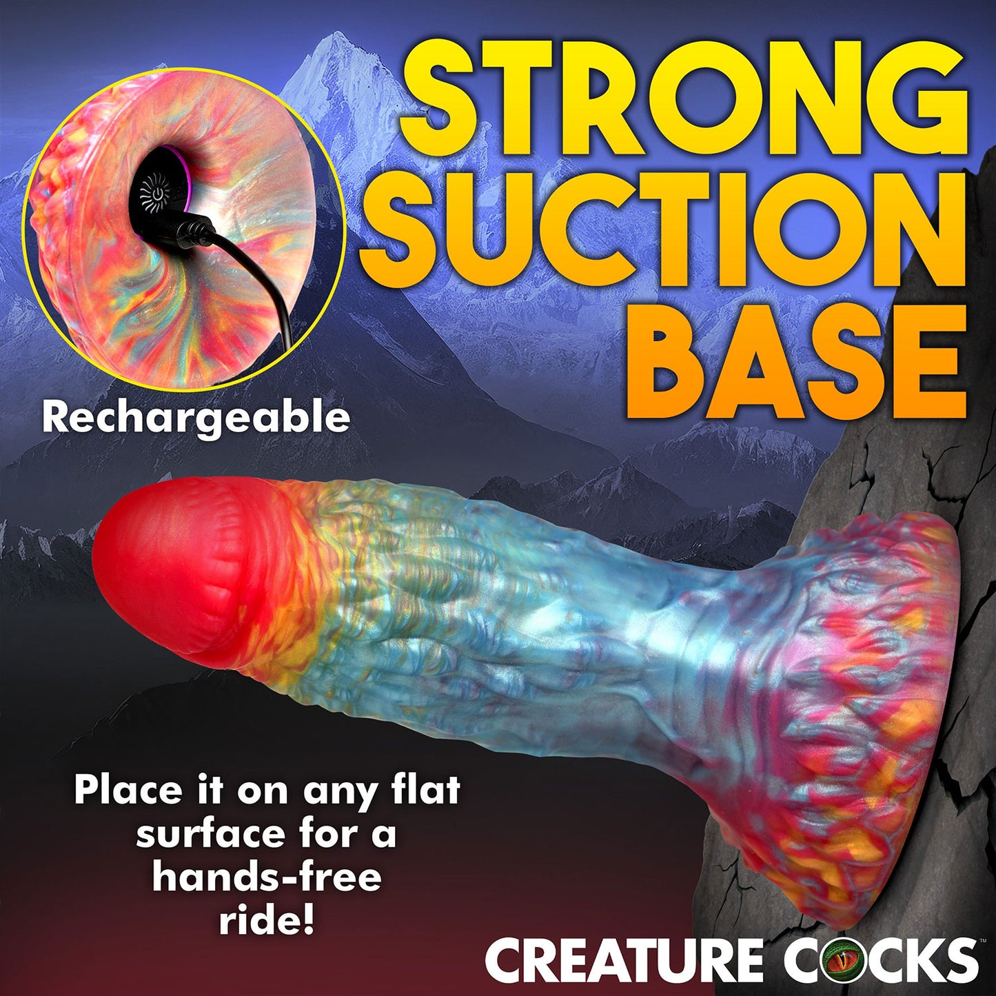 Creature Cocks - Rainbow Phoenix 6.8-inches Vibrating Dildo with Remote