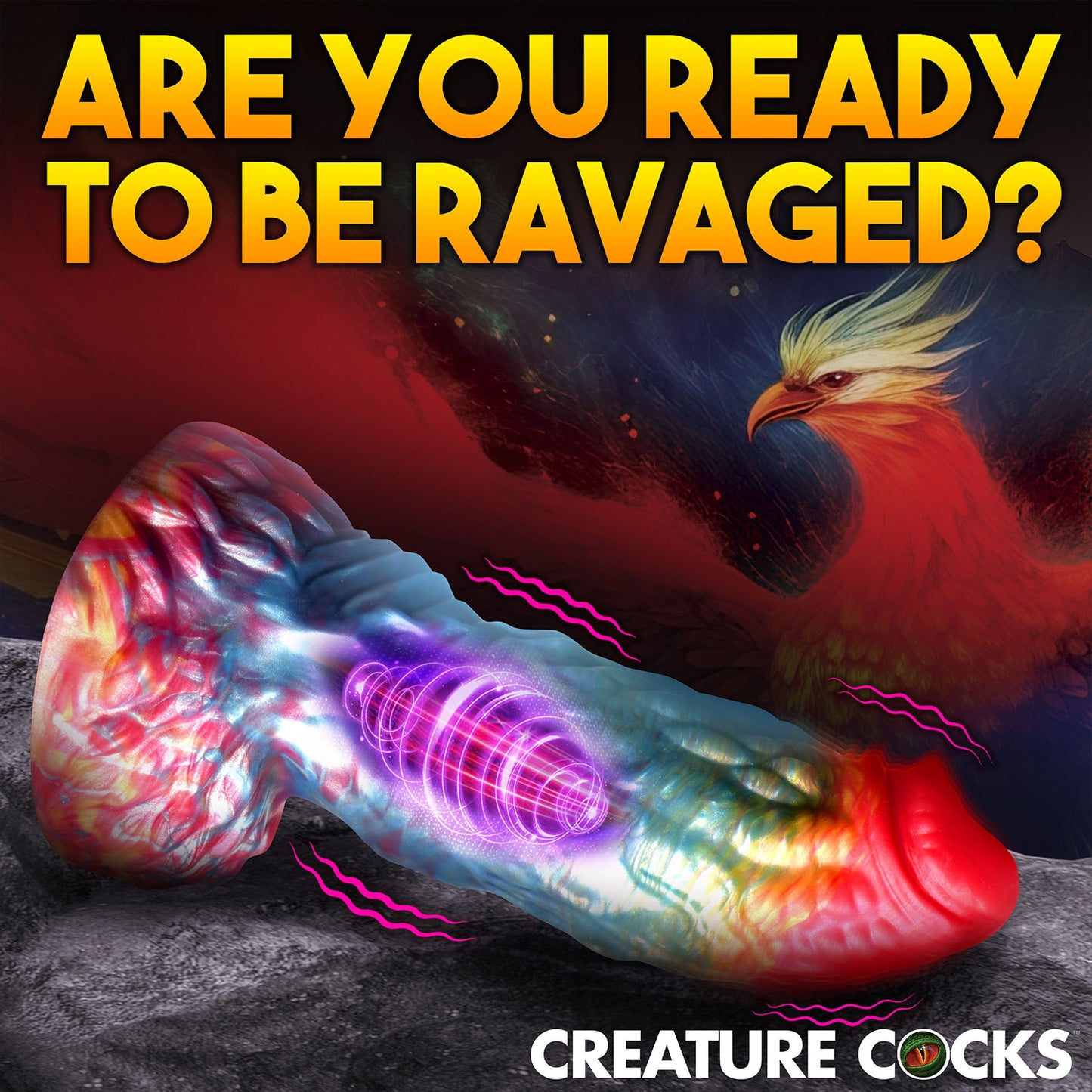Creature Cocks - Rainbow Phoenix 6.8-inches Vibrating Dildo with Remote