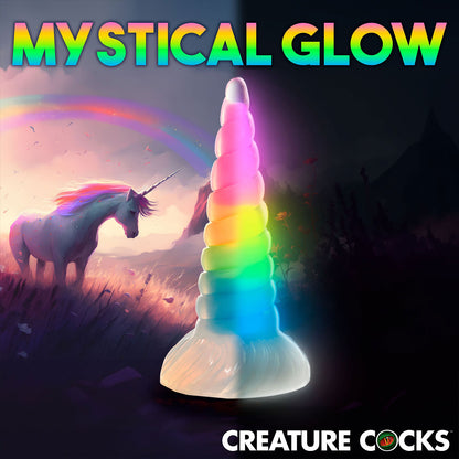 Creature Cocks - Uni Glow-In-The-Dark Rainbow 7.7-inch Silicone Dildo