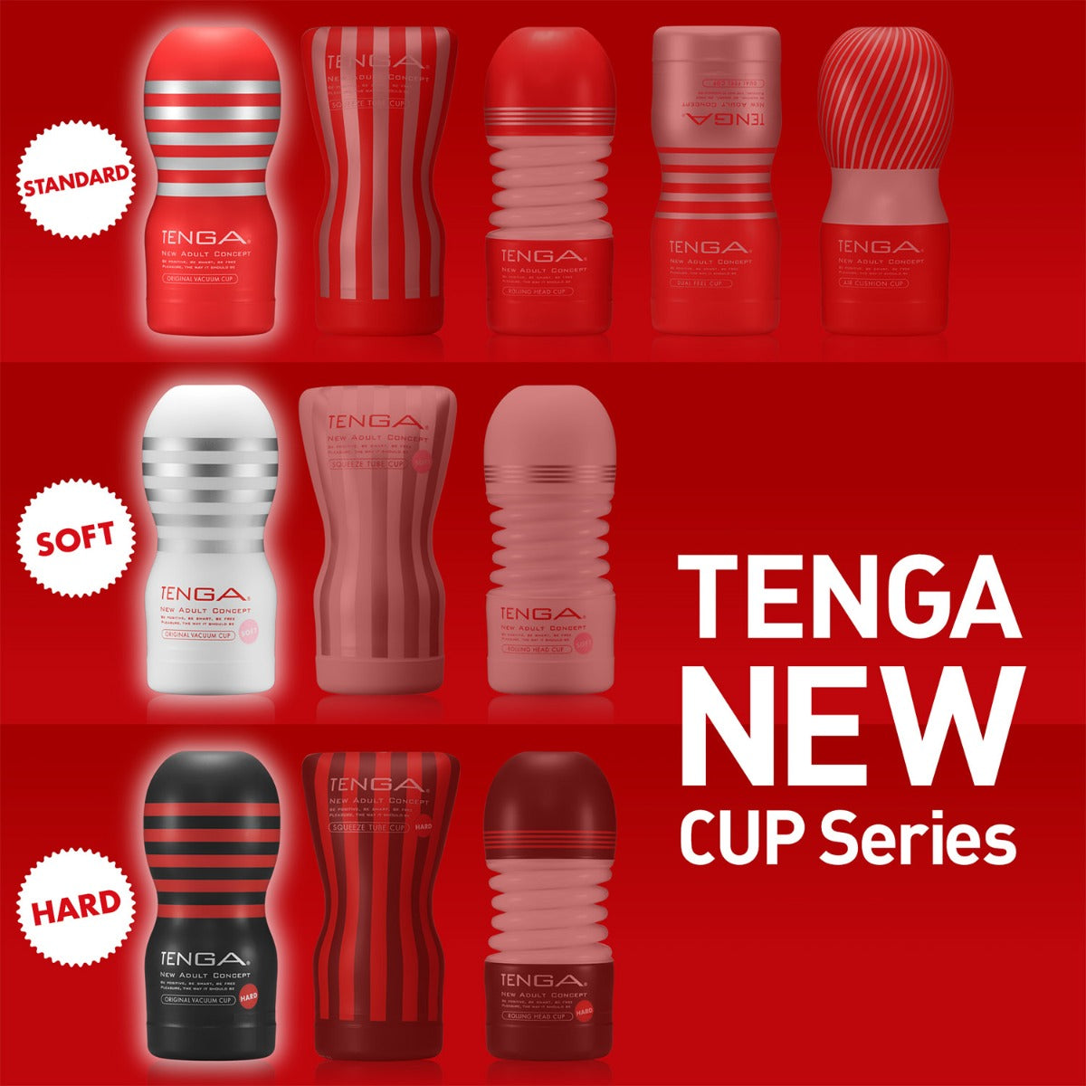 Tenga - Air Cushion Cup Regular - Red (NEW GENERATION 2020)