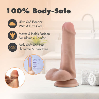 Dr. Skin - Plus Posable Shaft 6.5-inch Dildo With Balls Vanilla