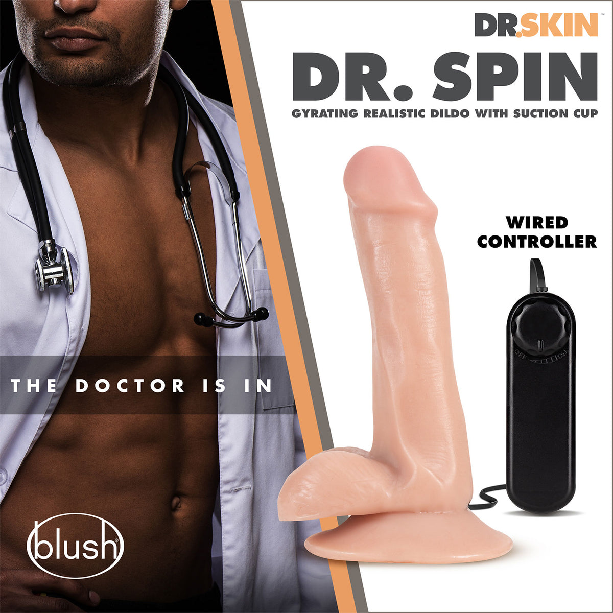 Dr. Skin - Dr. Spin 6-inch Gyrating Realistic Dildo Vanilla