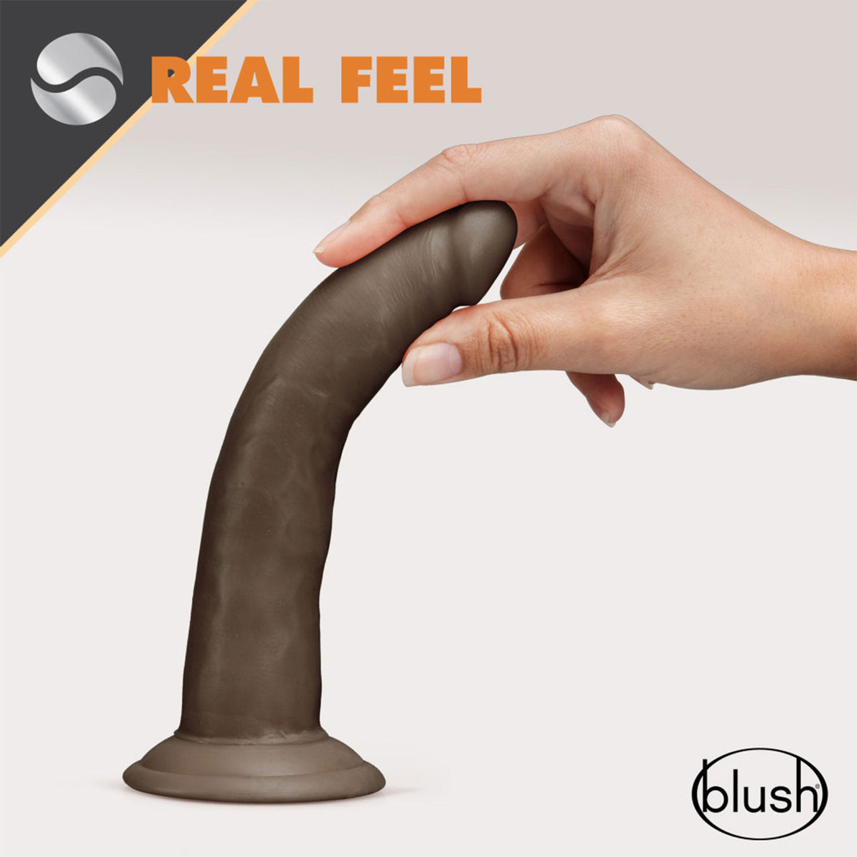 Dr. Skin - Glide 7.5-inch Realistic Cock Self Lubricating Suction Cup Harness Compatible Dildo Chocolate