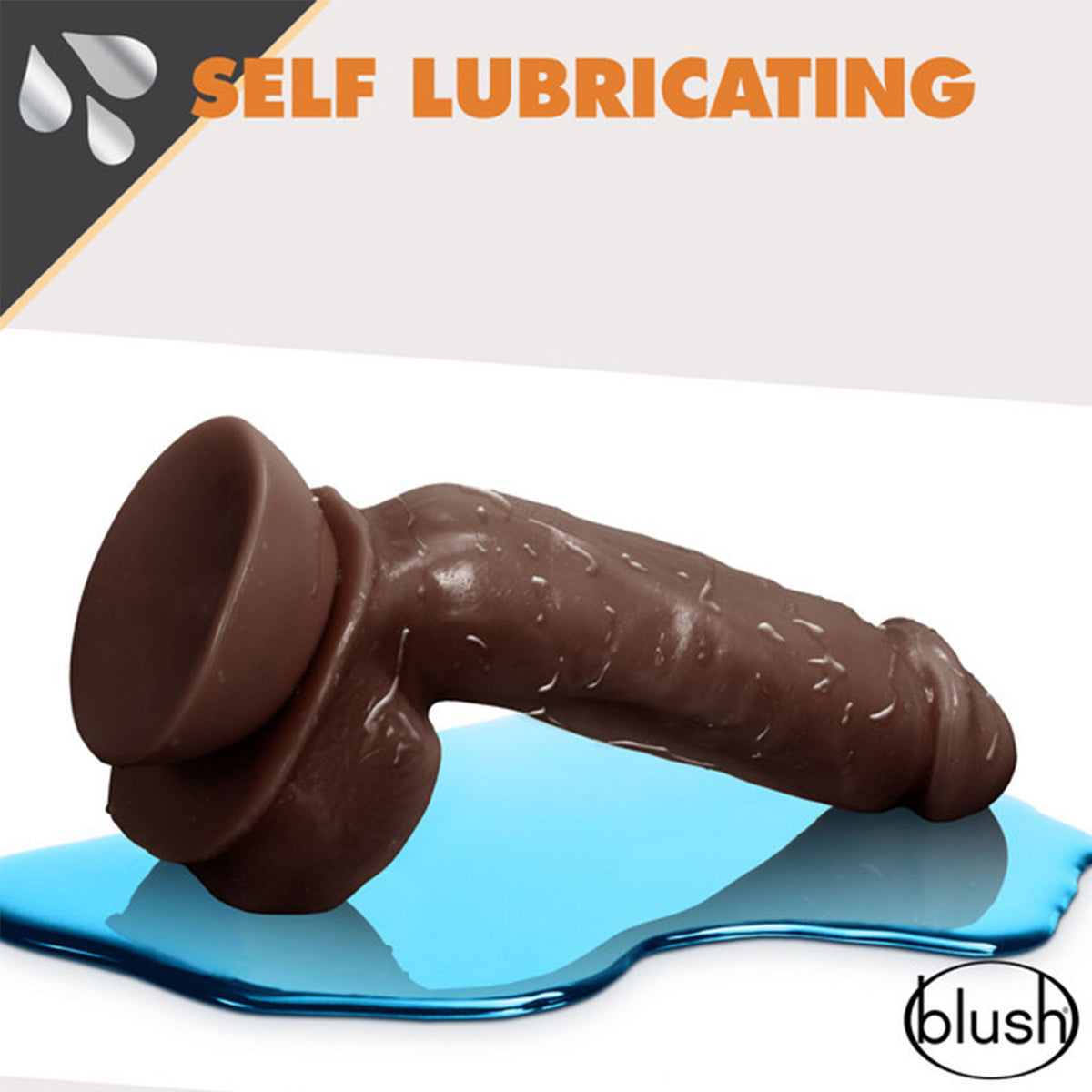 Dr. Skin - Glide 8.5-inch Self Lubricating Suction Cup Dildo with Balls Chocolate
