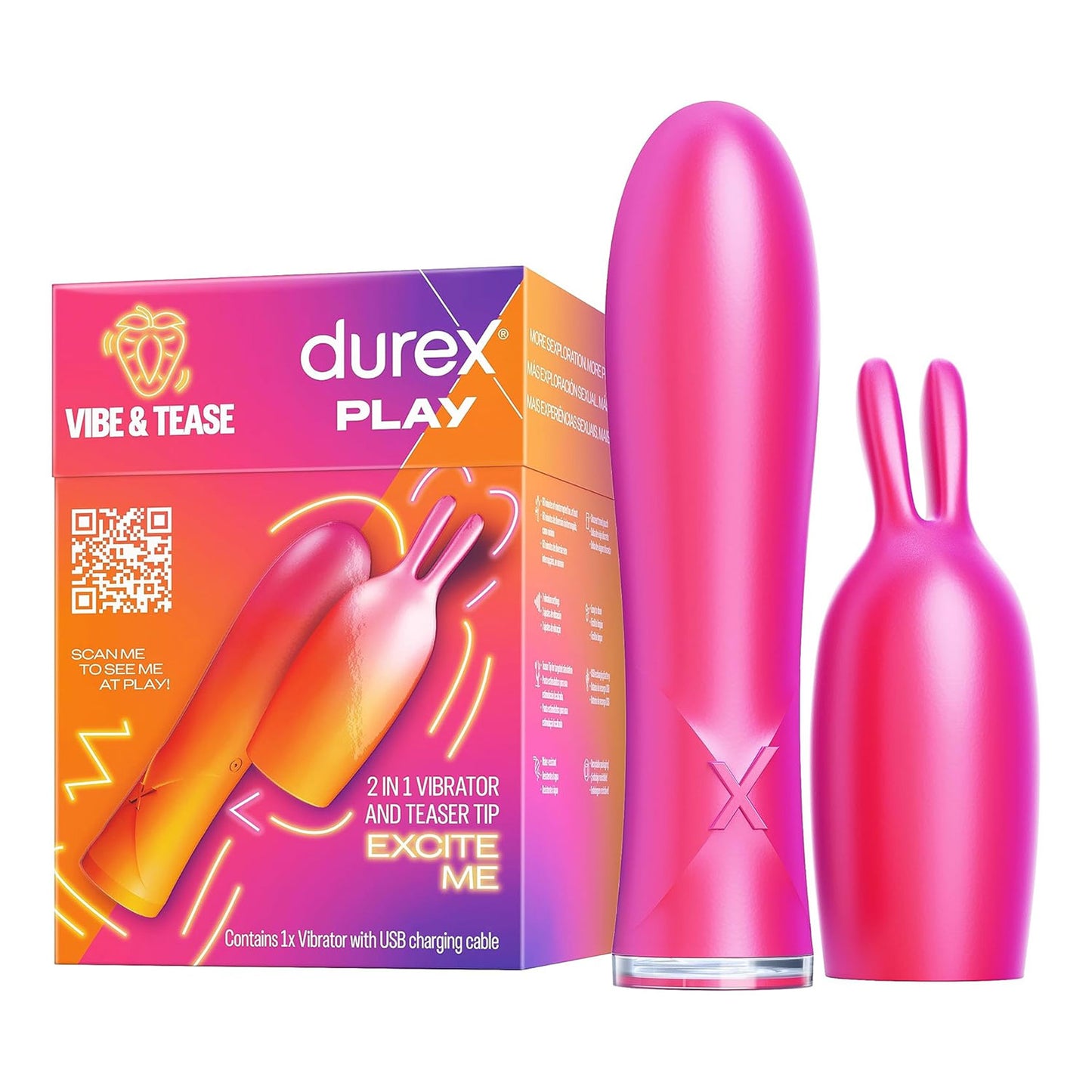 Durex - Play 2in1 Vibrator and Teaser Tip Clitoral and G-spot Stimulation