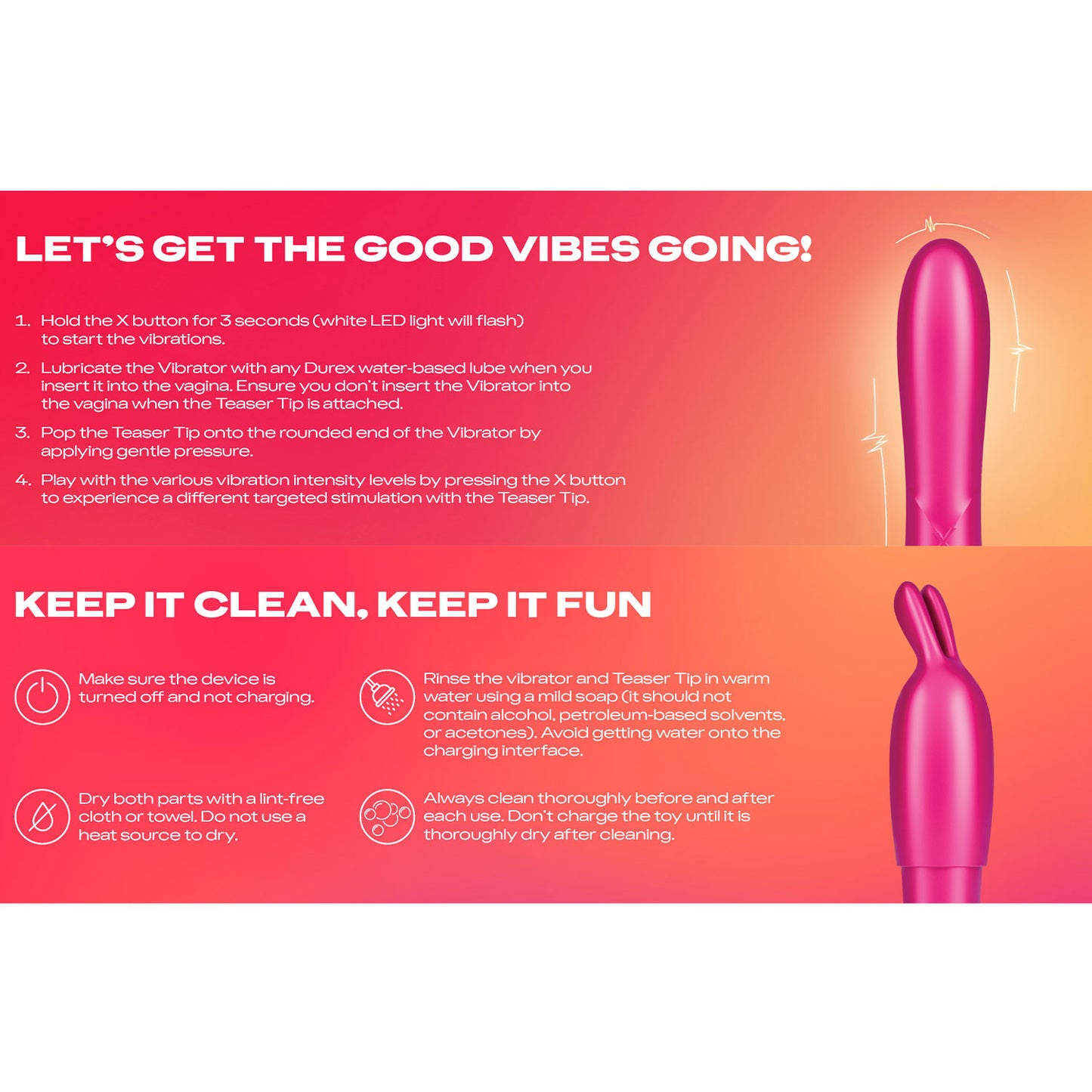 Durex - Play 2in1 Vibrator and Teaser Tip Clitoral and G-spot Stimulation