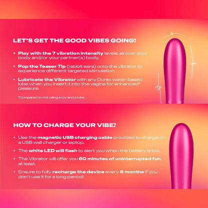 Durex - Play 2in1 Vibrator and Teaser Tip Clitoral and G-spot Stimulation