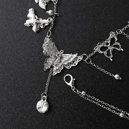 Fee Et Moi - Butterfly Charm Body Chain Choker with Nipple Clips