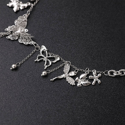 Fee Et Moi - Butterfly Charm Body Chain Choker with Nipple Clips