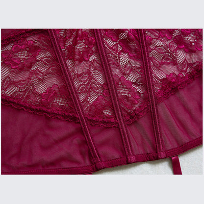 Fee Et Moi - Tease and Tempt Lace Corset Lingerie with Garter