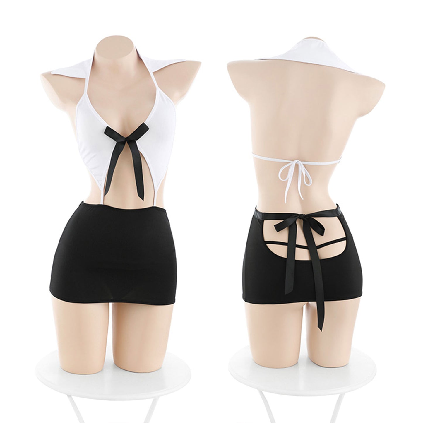 Fee Et Moi - Chic Secretary Bow-Tied Halter Lingerie Set