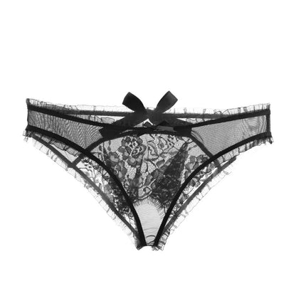 Fee Et Moi - Sheer Lace Bow Sexy Panty Black