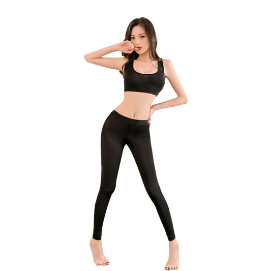 Fee Et Moi - Sexy Role Play Dual-Zipper Yoga Set Black One Size