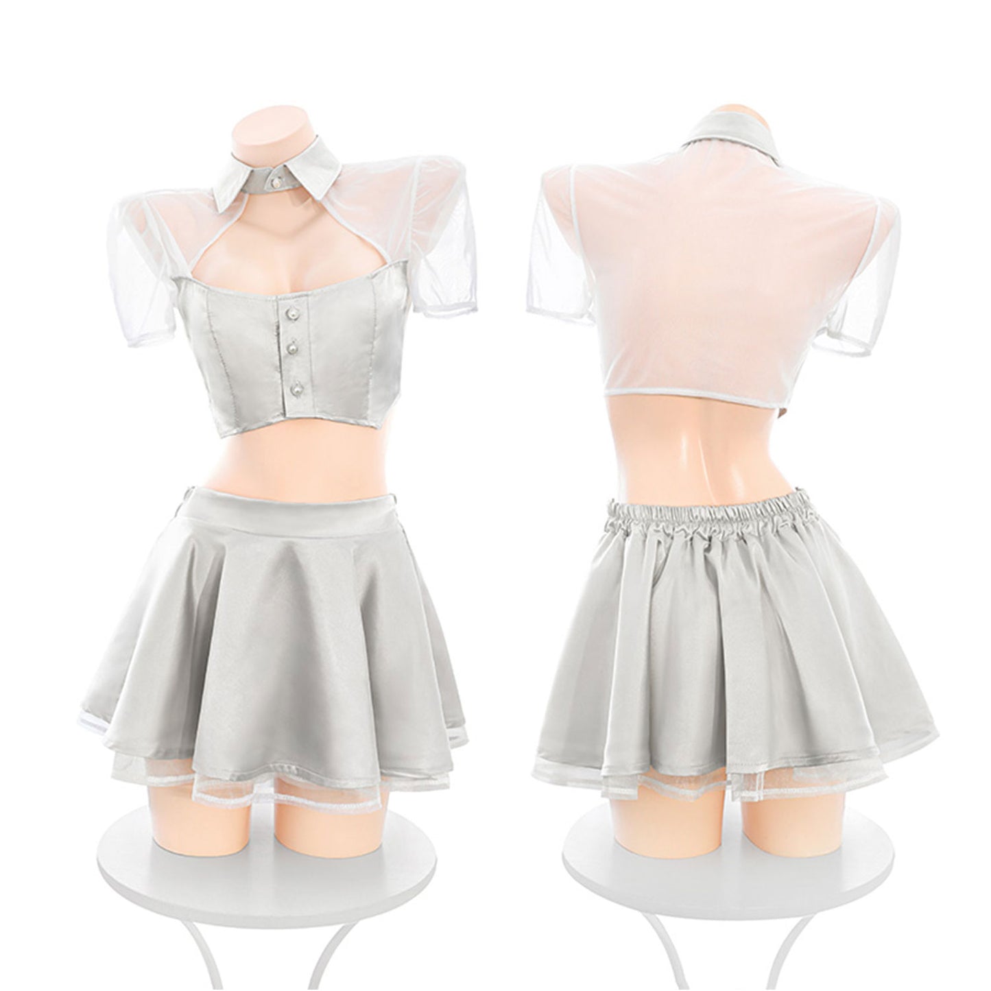 Fee Et Moi - K-Pop Idol Fantasy Lingerie Set Silver