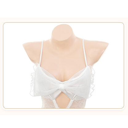 Fee Et Moi - Ethereal Seduction Crotchless One-Piece Lingerie White