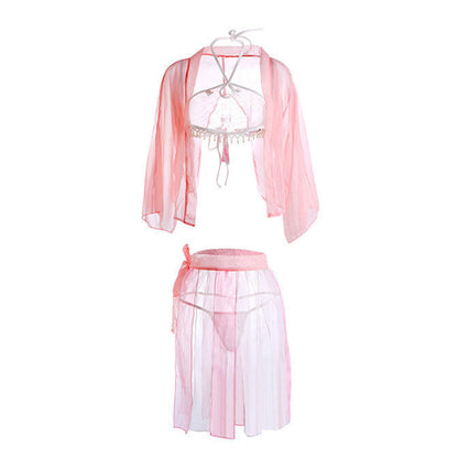 Fee Et Moi - Halter Mini Cheongsam Pink One Size