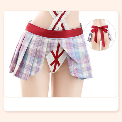 Fee Et Moi - Naughty Schoolgirl Plaid Strappy Lingerie Set One Size